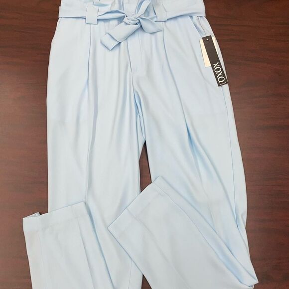 NWT Xoxo Tampered Sash Waist Size 12 Pants- Cool Blue Colored - Picture 1 of 4